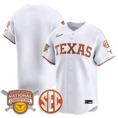 Texas Longhorns 2026 Softball National Champions Vapor Premier Limited Stitched Jersey - White / Team