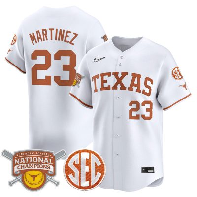 Texas Longhorns 2026 Softball National Champions Vapor Premier Limited Stitched Jersey - White / Viviana Martinez