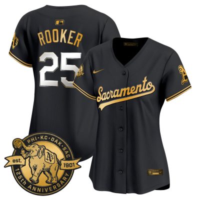 Women's Athletics 'Sacramento Edition' Vapor Premier Limited Jersey - 125th Anniversary Patch - Black Gold / Brent Rooker