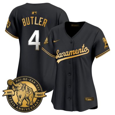 Women's Athletics 'Sacramento Edition' Vapor Premier Limited Jersey - 125th Anniversary Patch - Black Gold / Lawrence Butler