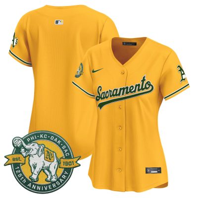 Women's Athletics 'Sacramento Edition' Vapor Premier Limited Jersey - 125th Anniversary Patch - Gold / Team