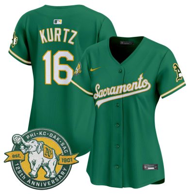 Women's Athletics 'Sacramento Edition' Vapor Premier Limited Jersey - 125th Anniversary Patch - Green / Nick Kurtz