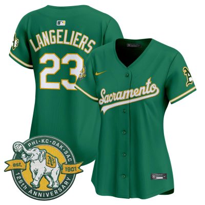 Women's Athletics 'Sacramento Edition' Vapor Premier Limited Jersey - 125th Anniversary Patch - Green / Shea Langeliers