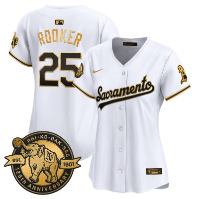 Women's Athletics 'Sacramento Edition' Vapor Premier Limited Jersey - 125th Anniversary Patch - White Gold / Brent Rooker