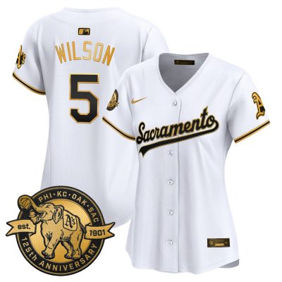Women's Athletics 'Sacramento Edition' Vapor Premier Limited Jersey - 125th Anniversary Patch - White Gold / Jacob Wilson