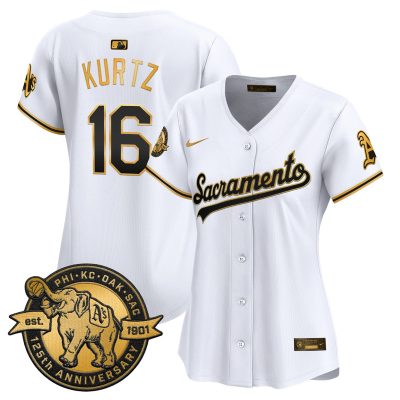 Women's Athletics 'Sacramento Edition' Vapor Premier Limited Jersey - 125th Anniversary Patch - White Gold / Nick Kurtz
