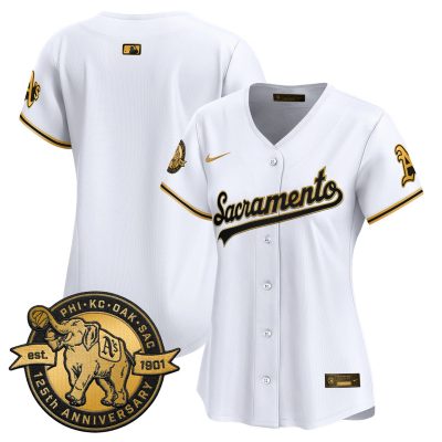 Women's Athletics 'Sacramento Edition' Vapor Premier Limited Jersey - 125th Anniversary Patch - White Gold / Team