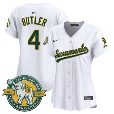Women's Athletics 'Sacramento Edition' Vapor Premier Limited Jersey - 125th Anniversary Patch - White / Lawrence Butler