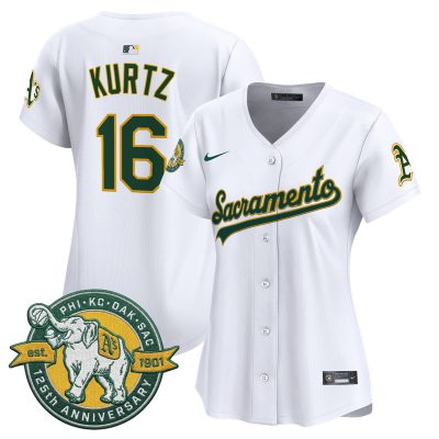 Women's Athletics 'Sacramento Edition' Vapor Premier Limited Jersey - 125th Anniversary Patch - White / Nick Kurtz