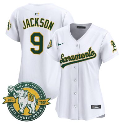 Women's Athletics 'Sacramento Edition' Vapor Premier Limited Jersey - 125th Anniversary Patch - White / Reggie Jackson