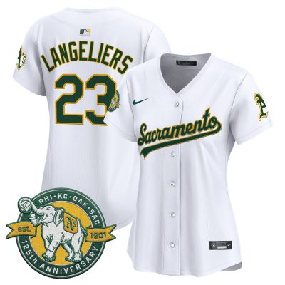 Women's Athletics 'Sacramento Edition' Vapor Premier Limited Jersey - 125th Anniversary Patch - White / Shea Langeliers