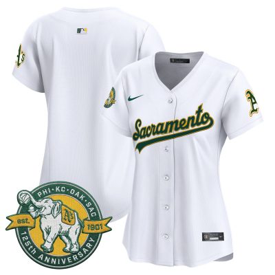 Women's Athletics 'Sacramento Edition' Vapor Premier Limited Jersey - 125th Anniversary Patch - White / Team