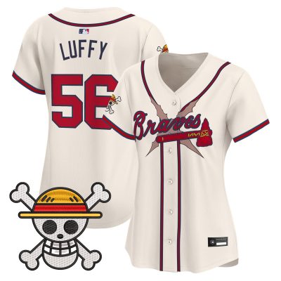 Women's Atlanta Braves x One Piece Vapor Premier Limited Jersey - Cream / Luffy