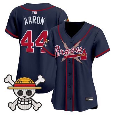 Women's Atlanta Braves x One Piece Vapor Premier Limited Jersey - Navy / Hank Aaron