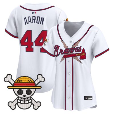 Women's Atlanta Braves x One Piece Vapor Premier Limited Jersey - White / Hank Aaron