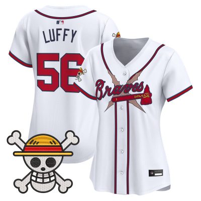 Women's Atlanta Braves x One Piece Vapor Premier Limited Jersey - White / Luffy
