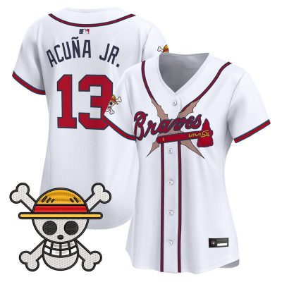 Women's Atlanta Braves x One Piece Vapor Premier Limited Jersey - White / Ronald Acuna Jr.