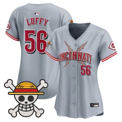 Women's Cincinnati Reds x One Piece Vapor Premier Limited Jersey - Gray / Luffy
