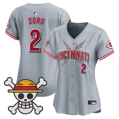 Women's Cincinnati Reds x One Piece Vapor Premier Limited Jersey - Gray / Zoro