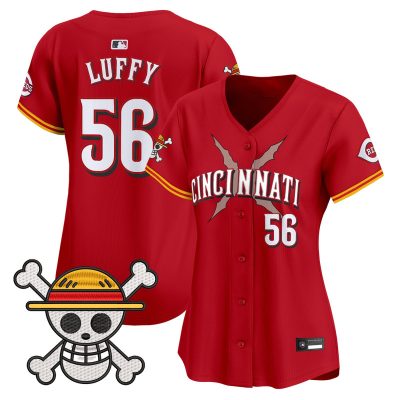 Women's Cincinnati Reds x One Piece Vapor Premier Limited Jersey - Red / Luffy