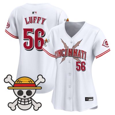Women's Cincinnati Reds x One Piece Vapor Premier Limited Jersey - White / Luffy