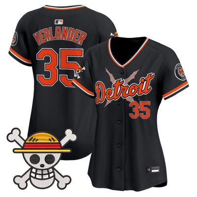 Women's Detroit Tigers x One Piece Vapor Premier Limited Jersey - Black / Justin Verlander