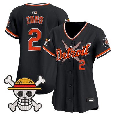 Women's Detroit Tigers x One Piece Vapor Premier Limited Jersey - Black / Zoro