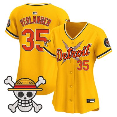Women's Detroit Tigers x One Piece Vapor Premier Limited Jersey - Gold / Justin Verlander