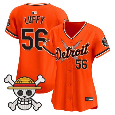 Women's Detroit Tigers x One Piece Vapor Premier Limited Jersey - Orange / Luffy