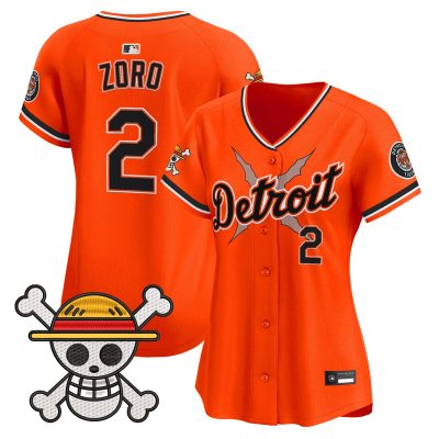 Women's Detroit Tigers x One Piece Vapor Premier Limited Jersey - Orange / Zoro