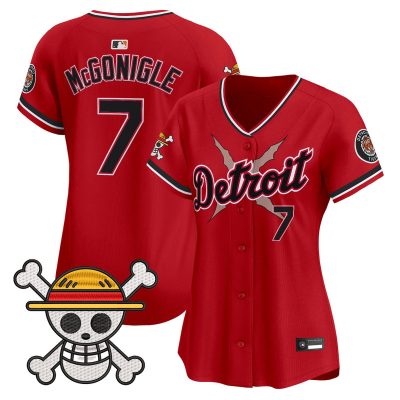 Women's Detroit Tigers x One Piece Vapor Premier Limited Jersey - Red / Kevin McGonigle