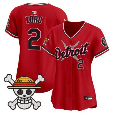 Women's Detroit Tigers x One Piece Vapor Premier Limited Jersey - Red / Zoro