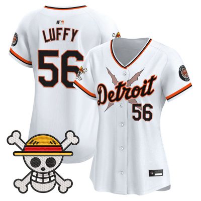 Women's Detroit Tigers x One Piece Vapor Premier Limited Jersey - White / Luffy