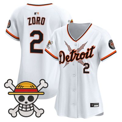 Women's Detroit Tigers x One Piece Vapor Premier Limited Jersey - White / Zoro