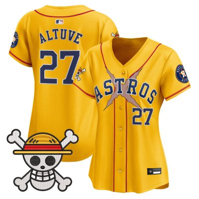 Women's Houston Astros x One Piece Vapor Premier Limited Jersey - Gold / Jose Altuve