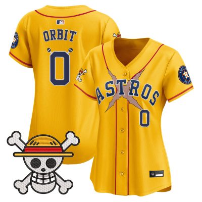 Women's Houston Astros x One Piece Vapor Premier Limited Jersey - Gold / Orbit