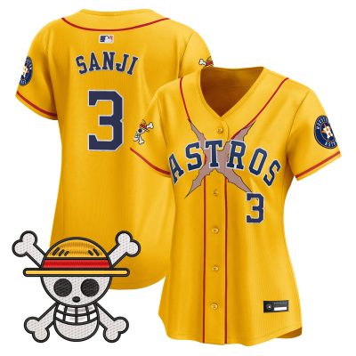 Women's Houston Astros x One Piece Vapor Premier Limited Jersey - Gold / Sanji