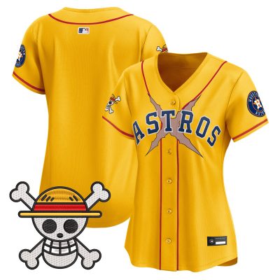Women's Houston Astros x One Piece Vapor Premier Limited Jersey - Gold / Team