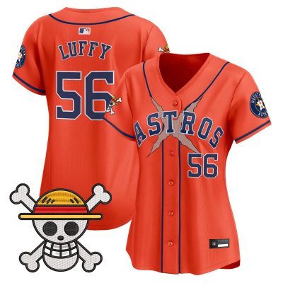 Women's Houston Astros x One Piece Vapor Premier Limited Jersey - Orange / Luffy