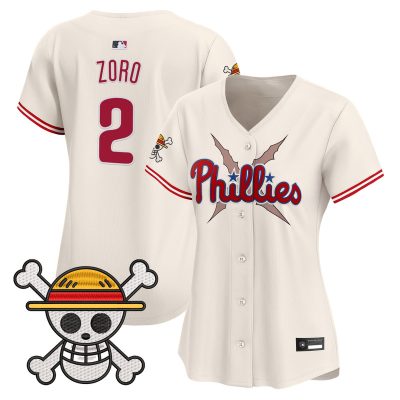 Women's Philadelphia Phillies x One Piece Vapor Premier Limited Jersey - Cream / Zoro