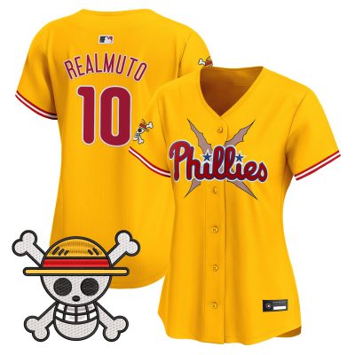 Women's Philadelphia Phillies x One Piece Vapor Premier Limited Jersey - Gold / J.T.Realmuto