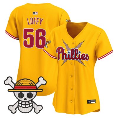 Women's Philadelphia Phillies x One Piece Vapor Premier Limited Jersey - Gold / Luffy