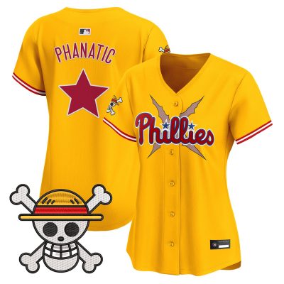 Women's Philadelphia Phillies x One Piece Vapor Premier Limited Jersey - Gold / Phanatic