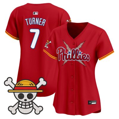 Women's Philadelphia Phillies x One Piece Vapor Premier Limited Jersey - Red / Trea Turner