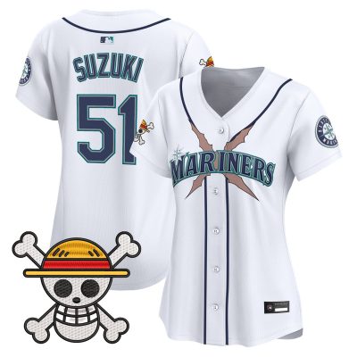 Women's Seattle Mariners x One Piece Vapor Premier Limited Jersey - White / Ichiro Suzuki