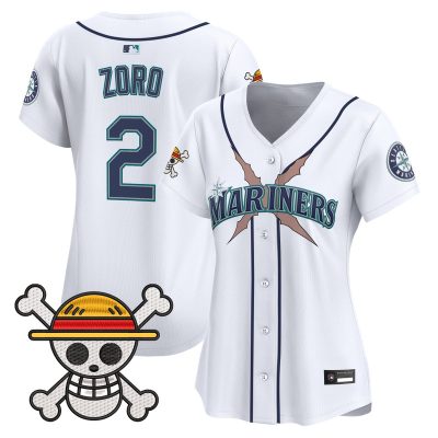 Women's Seattle Mariners x One Piece Vapor Premier Limited Jersey - White / Zoro