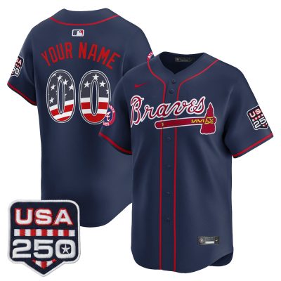 Atlanta Braves USA 250 Fourth of July Vapor Premier Limited Custom Jersey - Navy