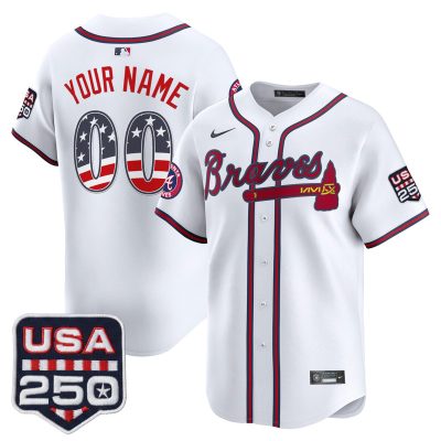 Atlanta Braves USA 250 Fourth of July Vapor Premier Limited Custom Jersey - White