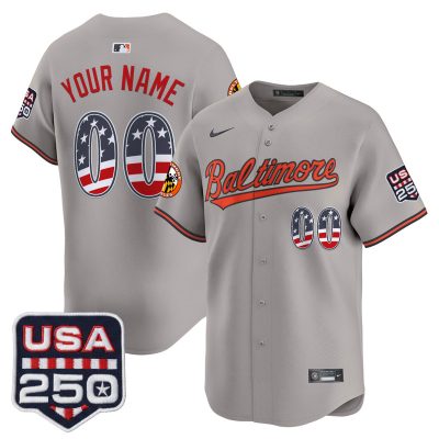 Baltimore Orioles USA 250 Fourth of July Vapor Premier Limited Custom Jersey - Gray