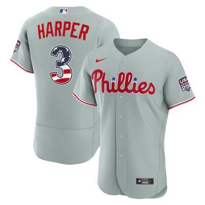 Bryce Harper Philadelphia Phillies USA 250 Fourth of July Road Authentic Jersey - Gray